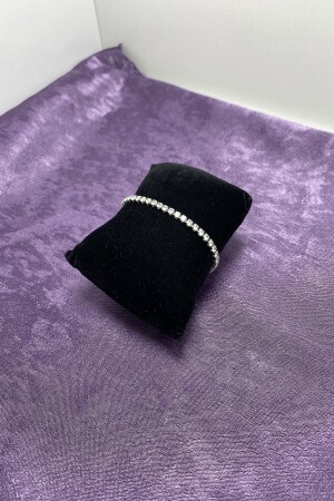 Versilbertes 3-mm-Wasserstraßenarmband mit Zirkonsteinen - 9