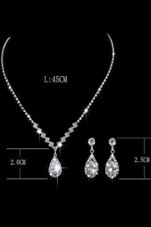 Versilbertes Water Path Zirkon Stein Halskette Ohrringe und Armband Set Brautschmuck Set Verlobungsset Party Dave - 8