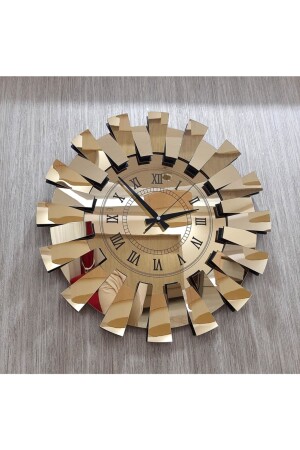 Verspiegelte 3D-Klaviermodell-Wanduhr mit römischen Ziffern in Gold - 4