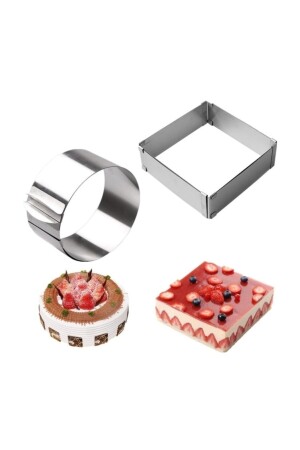 Verstellbare quadratische runde Kuchenform, 2er-Set, 4er-Set, Dekorateur, praktisches Set, Geschenk 1010280120201 - 5