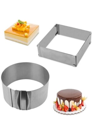 Verstellbares quadratisches und rundes Kuchenform-Set aus Edelstahl MA3021 - 1