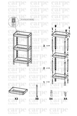 Vesken 3-stufiges Organizer-Regal in Schwarz – Garten-, Küchen- und Badezimmerregal. Schuhregal-Organizer - 5