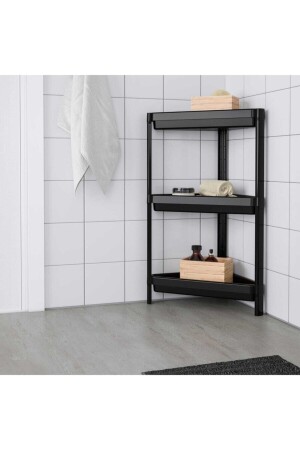 Vesken Dreieck-Regal, 3 Ebenen, schwarz, Eck-Badezimmer-Regal-Organizer OMSVSKN001 - 5