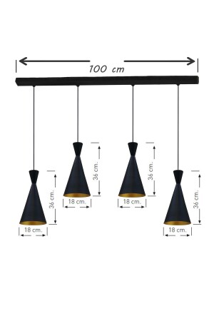 Vierfacher schwarzer schlanker Kronleuchter, Hängelampe, Wohnzimmer, Küche, Kronleuchter, Esstisch, Geschäft, Café, Friseur, BMM3070XXXX01 - 10