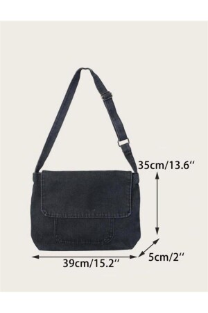 Vintage Unisex Denim Grau Messenger Bag - 4