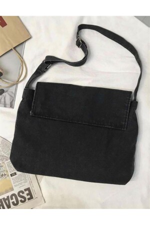 Vintage Unisex Denim Grau Messenger Bag - 5