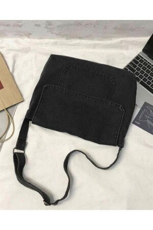 Vintage Unisex Denim Grau Messenger Bag - 6