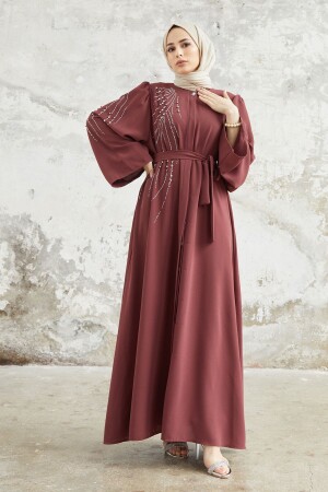 Viona Stoned Abaya – Dusty Rose - 1