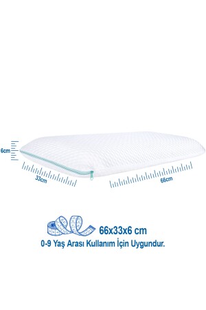 Viscotex Visco Hava Kanallı Çocuk Yastığı (KİDS PİLLOW) 66x33x6 Cm- Turkuaz-beyaz - 4