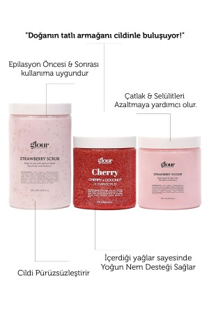 Vişne Hindistan Özlü Sugar Scrub & Çilek Özlü Vücut Yoğurdu Ve Çilek Özlü Scrub Üçlü Seti - 3