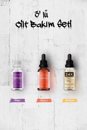 Vıtamın C - Kolajen Serum - Altın Parçacıklı Serum 3' lü Fırsat Paketi 3x30 ml NEWSETCKG3PKT - 3