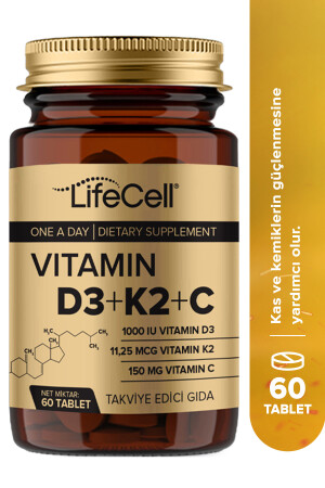 Vitamin D3 K2 C – 60 Tabletten Komplexe Vitaminunterstützung LIFE 08 - 3