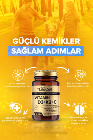 Vitamin D3 K2 C – 60 Tabletten Komplexe Vitaminunterstützung LIFE 08 - 4