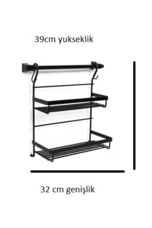 Vomex Mutfak Için Iki Katlı Asma Baharatlık Borulu Set Siyah LOFTUS-1002 - 6