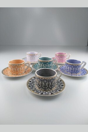 Von Como Porzellan Bone China Set mit 6 Kaffeetassen Flower Daisy Fnc-08 1025117. 0076 - 4