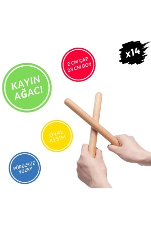 Vorschulpädagogische Holz-Rhythmusstäbe, 7 Paar, 14 Stück, Kindergartenkinder, Aktivität, Percussion-Musikinstrument cnSOY0007-7 - 3