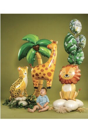 Waldtiere Süßer Kaffee Retro Giraffe Folienballon 95 cm - 3