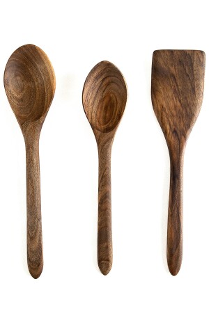 Walnussbaum handgefertigtes Holzlöffel- und Spatel-Set 30 cm. DCWSSS3 - 8