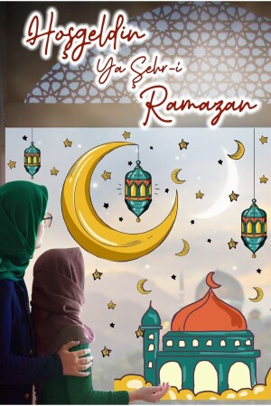 Wanddekoration aus Glas mit Ramadan-Motiv, Willkommens-Ramadan-Aufkleber-Set, 30 x 100 cm - 4