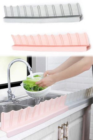 Wasserbarriere für Waschbecken mit Saugnapf, Gummi, flüssigkeitsdicht, 2 Stück, für Geschirrspüler, Dusche, Thekenmontage, yt94a - 6