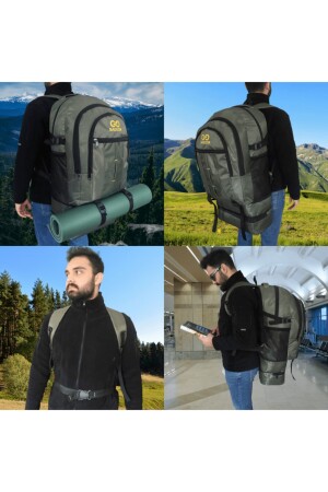 Wasserdichter 90-Liter-Blasbalg-Rucksack in Grün mit mehreren Fächern für Laptops, für Camper, Reisen und Bergsteiger - 4