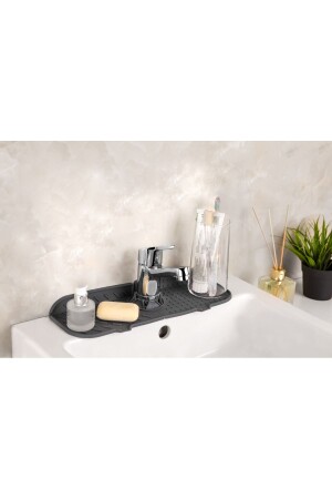 Wasserhalter-Wasserhahn-Matte, flexibles Silikon-Wasserhahn-Halterregal für Spüle, Küchenarbeitsplattenschutz - 2