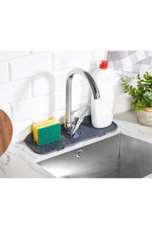 Wasserhalter-Wasserhahn-Matte, flexibles Silikon-Wasserhahn-Halterregal für Spüle, Küchenarbeitsplattenschutz - 5