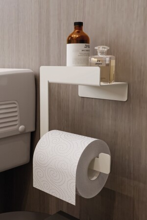 WC-Papierhalter aus Edelstahl, Toilettenpapierhalter, weiß, WCSTANDSYH004 - 2