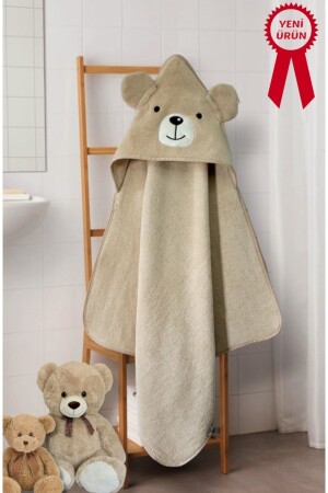 Weiches Baby-Badetuch aus 100 % Baumwolle, Nerz/Teddybär PH10119BHK - 1