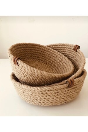 Weidenkorb-Set, Jute-Seilkorb, Badezimmer-Organizer, 100 % natürlich, genäht, 3-teilig, 16 x 18 x 20 cm, Korb1 - 6