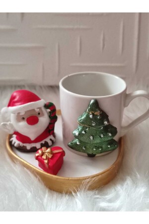 Weihnachtliches Kaffeetassenmodell mit Weihnachtsmann und Tannenbaumfigur, dekorative Geschenkpräsentation Modell 864208 - 2