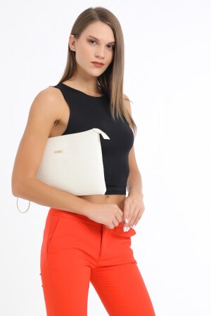 Weiße Portfolio- und Clutch-Tasche für Damen - 1