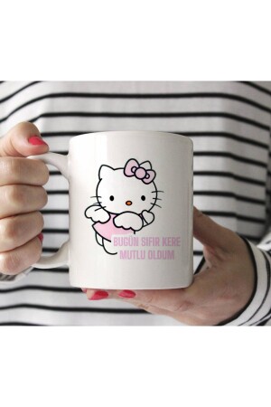 Weiße Tasse „Hello Kitty – Today I Became Happy Zero Times“ YUSHİ-KUPA19 - 3