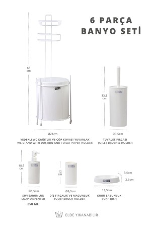 Weißer Mina Ersatz-WC-Papierhalter und 6-teiliges Badezimmer-Set - 6
