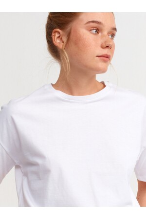 Weißes Basic-T-Shirt für Damen 3683 - 4