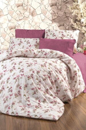 Weißes Schmetterlings-6-teiliges Doppelbett-Bettbezug-Set mit elastischen Laken cndn-pembekelebek-çk - 3