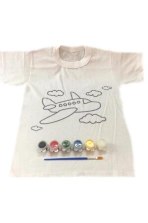 Weißes T-Shirt-Malset mit Flugzeugmuster für Unisex-Kinder, 10–11 Jahre alt, 8479345001834 - 4