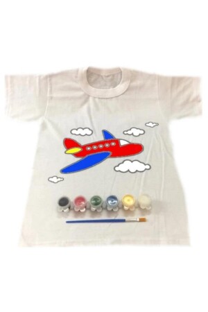 Weißes T-Shirt-Malset mit Flugzeugmuster für Unisex-Kinder, 10–11 Jahre alt, 8479345001834 - 6