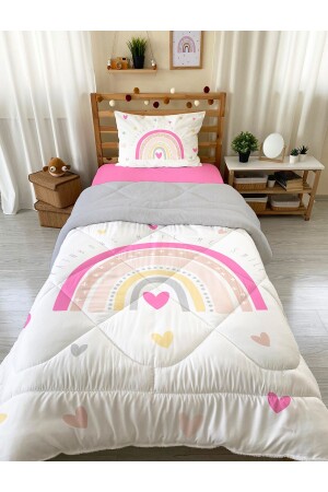 Wellsoft Doppelseitige Steppdecke und Schlafset aus Silikon mit Regenbogenmuster, 160 x 220 cm - 2