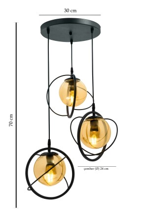 Welt 3 Tablett. Schwarzer Glop-Kronleuchter mit honigfarbenem Glas. Wohnzimmer, Küche, Teenager, Zimmer, Schlafzimmer, Ladenwelt 3some - 6