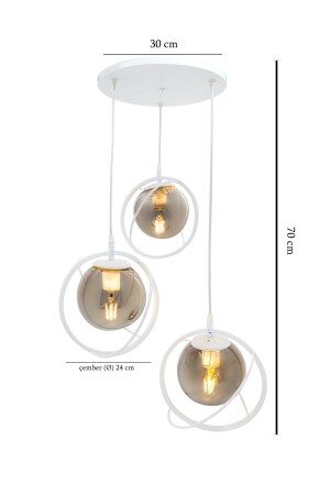 Welt 3 Tablett. Weißer Glop-Kronleuchter mit Rauchglas. Wohnzimmer, Küche, Teenager, Zimmer, Schlafzimmer, Ladenwelt 3some - 4