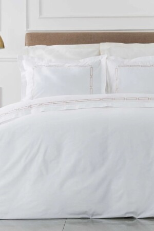 White Col Oriane Bej Nakışlı Percale Çift Kişilik Nevresim Takımı 200.20.01.0104 - 3