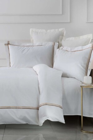 White Collection Valse Bej Saten Şeritli Percale Çift Kişilik Nevresim Takımı 200.20.01.0101 - 3