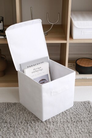 White Covered In-Cabinet Laundry Toy Organizer Folding Storage Box 28x28x28 BKKPK - 3