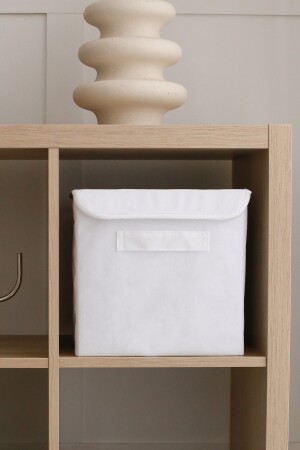 White Covered In-Cabinet Laundry Toy Organizer Folding Storage Box 28x28x28 BKKPK - 4