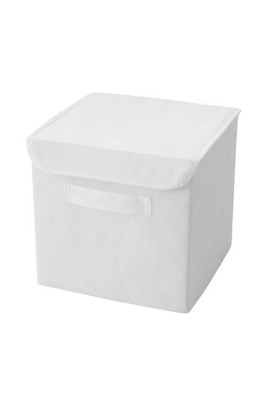 White Covered In-Cabinet Laundry Toy Organizer Folding Storage Box 28x28x28 BKKPK - 7