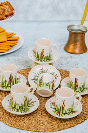 White Daisy Keramik-Kaffeetasse für 6 Personen, weißes Gänseblümchen - 4