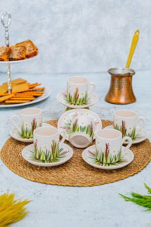 White Daisy Keramik-Kaffeetasse für 6 Personen, weißes Gänseblümchen - 5