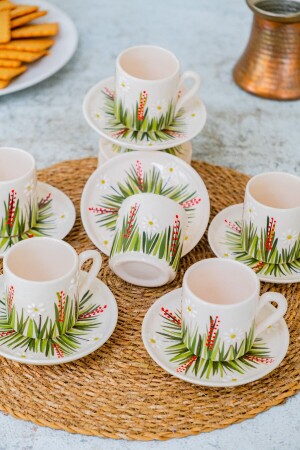 White Daisy Keramik-Kaffeetasse für 6 Personen, weißes Gänseblümchen - 7