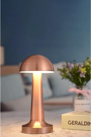 Wiederaufladbare Retro-Tischlampe Modell Mushroom mit Dimmer Roségold - 1